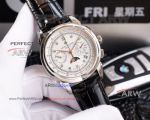 Perfect Replica Patek Philippe Moonphase Price - Black Leather Strap Watch